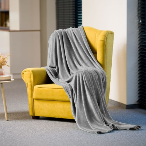 Koc polarowy Teesa TSA8902-1, szary, 200 × 220 cm, coral fleece
