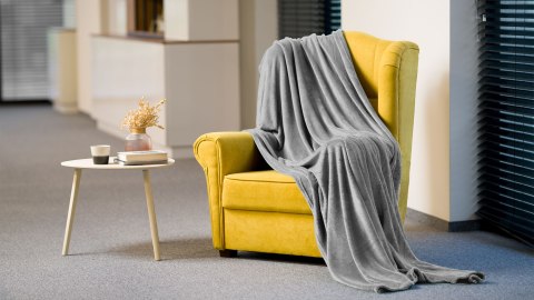 Koc polarowy Teesa TSA8902-1, szary, 200 × 220 cm, coral fleece