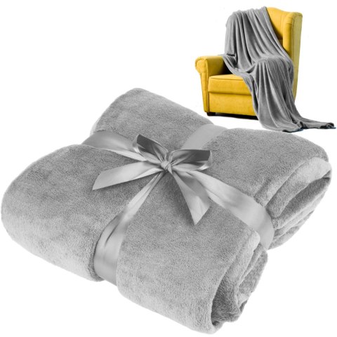 Koc polarowy Teesa TSA8902-1, szary, 200 × 220 cm, coral fleece