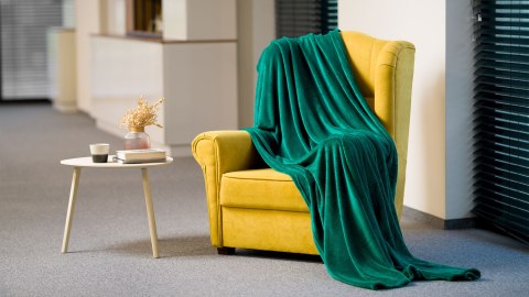 Koc polarowy Teesa TSA8902-2, zielony, 200 × 220 cm, coral fleece