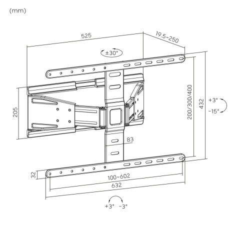 Krüger&Matz KM1308 Ultra Slim — ruchomy uchwyt ścienny TV 43-90 cali, 50 kg