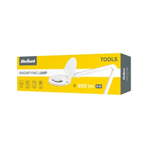 Lampa warsztatowa z lupą Rebel NAR0463-2, 5D, LED 8 W, 6500 K