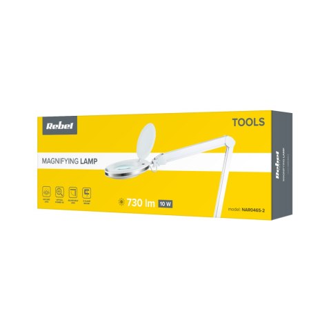 Lampa warsztatowa z lupą Rebel NAR0465-2, 5D, LED 10 W, 6500 K