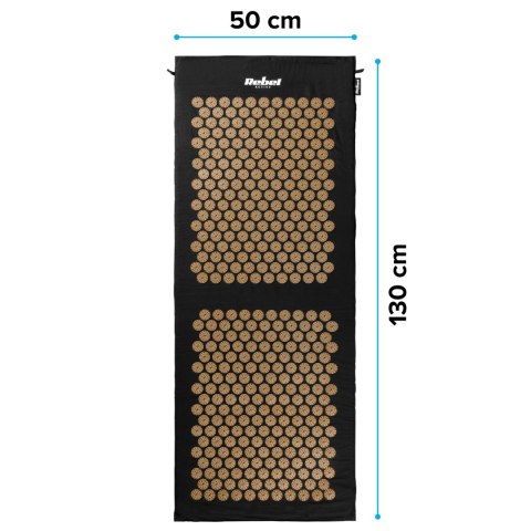 Mata do akupresury Rebel Active ECO 130 × 50 cm z poduszką, złote kolce — RBA-6013-GL