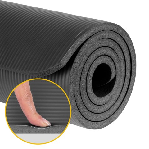 Mata do ćwiczeń i jogi Rebel Active NBR 183 × 61 cm, 1,5 cm, czarna