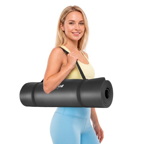 Mata do ćwiczeń i jogi Rebel Active NBR 183 × 61 cm, 1,5 cm, czarna
