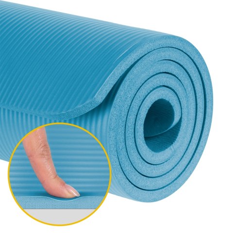 Mata do ćwiczeń i jogi Rebel Active NBR 183 × 61 cm, 1,5 cm, niebieska