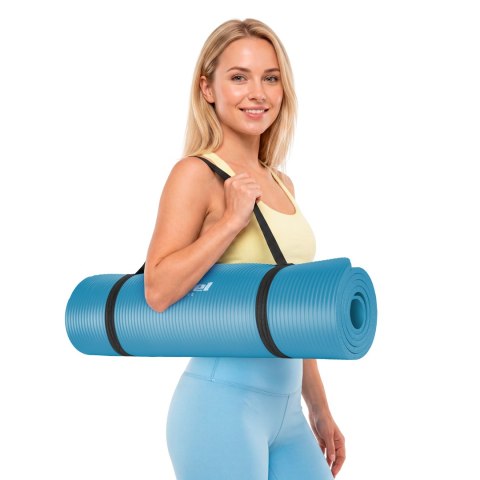 Mata do ćwiczeń i jogi Rebel Active NBR 183 × 61 cm, 1,5 cm, niebieska