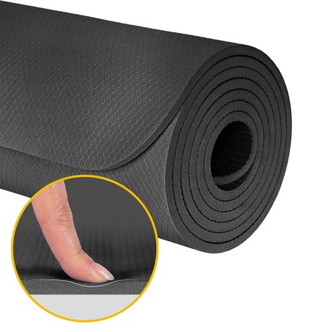 Mata do ćwiczeń i jogi Rebel Active TPE 183 × 61 cm, 6 mm, czarna