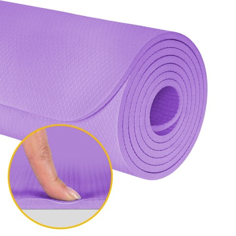 Mata do ćwiczeń i jogi Rebel Active TPE 183 × 61 cm, 6 mm, fioletowa