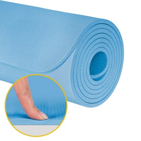 Mata do ćwiczeń i jogi Rebel Active TPE 183 × 61 cm, 6 mm, niebieska