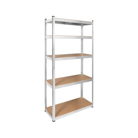 Regał magazynowy Rebel RB-1250, 180 × 90 × 40 cm, 5 półek, 875 kg, srebrny ocynk