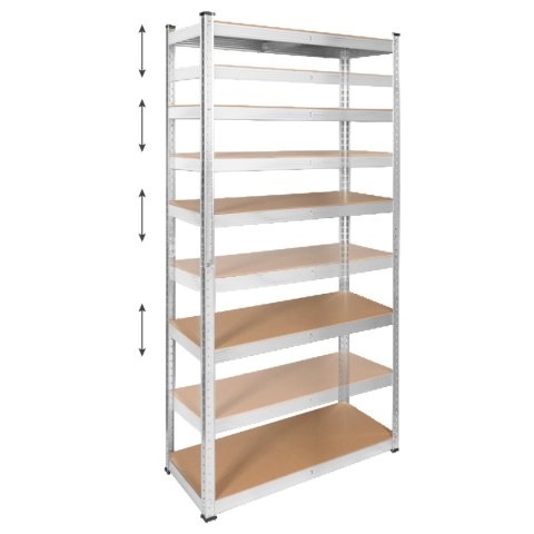 Regał magazynowy Rebel RB-1250, 180 × 90 × 40 cm, 5 półek, 875 kg, srebrny ocynk