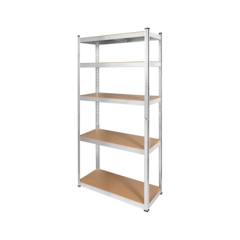 Regał magazynowy Rebel RB-1251, 180 × 90 × 40 cm, 5 półek, 750 kg, srebrny ocynk