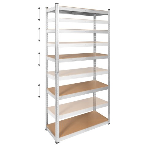 Regał magazynowy Rebel RB-1251, 180 × 90 × 40 cm, 5 półek, 750 kg, srebrny ocynk