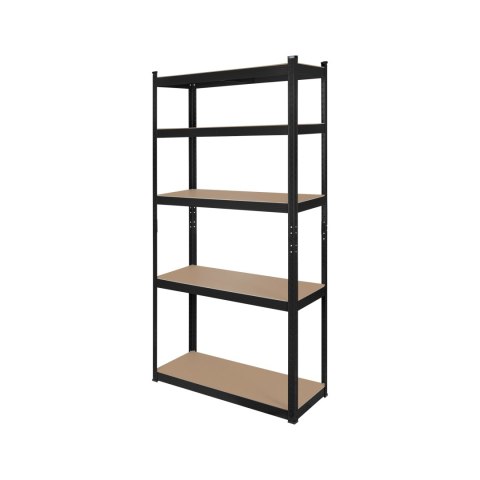 Regał magazynowy Rebel RB-1251B, 180 × 90 × 40 cm, 5 półek, 750 kg, czarny ocynk