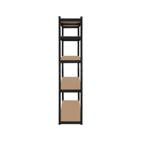Regał magazynowy Rebel RB-1251B, 180 × 90 × 40 cm, 5 półek, 750 kg, czarny ocynk
