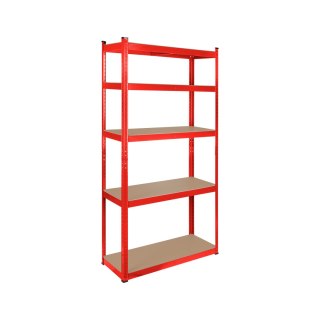 Regał magazynowy Rebel RB-1251R, 180 × 90 × 40 cm, 5 półek, 750 kg, czerwony ocynk