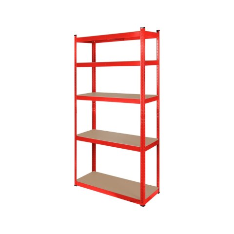 Regał magazynowy Rebel RB-1251R, 180 × 90 × 40 cm, 5 półek, 750 kg, czerwony ocynk