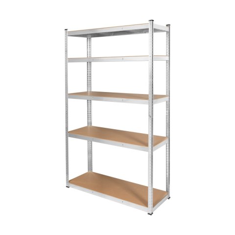 Regał magazynowy Rebel RB-1252, 205 × 120 × 45 cm, 5 półek, 750 kg, srebrny ocynk