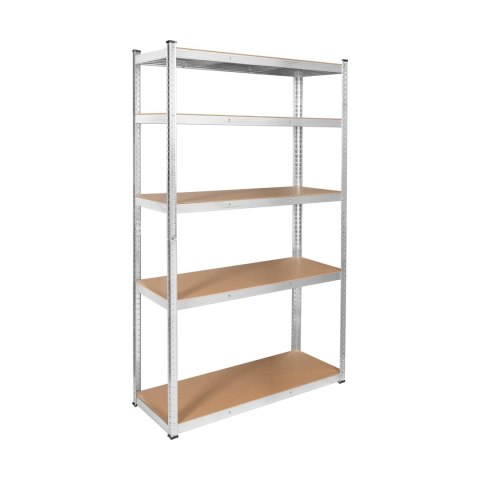 Regał magazynowy Rebel RB-1253, 205 × 120 × 45 cm, 5 półek, 875 kg, srebrny ocynk