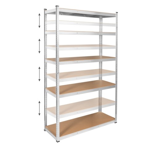 Regał magazynowy Rebel RB-1253, 205 × 120 × 45 cm, 5 półek, 875 kg, srebrny ocynk