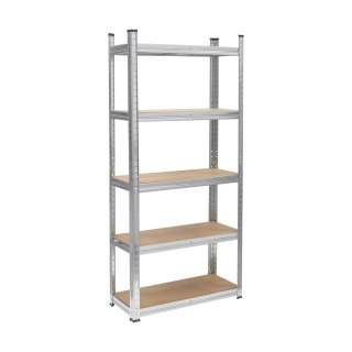 Regał magazynowy Rebel RB-1255, 150 × 70 × 30 cm, 5 półek, 750 kg, srebrny ocynk