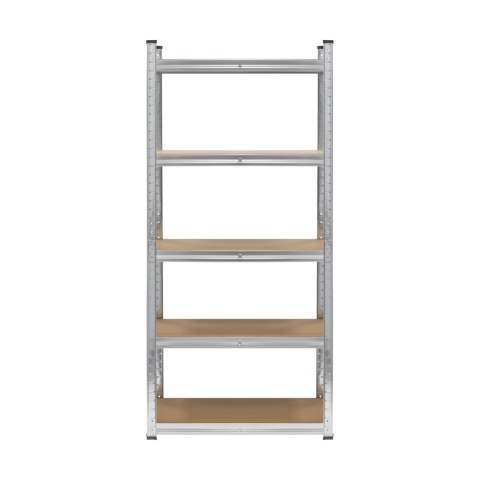 Regał magazynowy Rebel RB-1255, 150 × 70 × 30 cm, 5 półek, 750 kg, srebrny ocynk