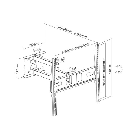 Ruchomy uchwyt TV Cabletech UCH0197-1 32-55″, do 35 kg