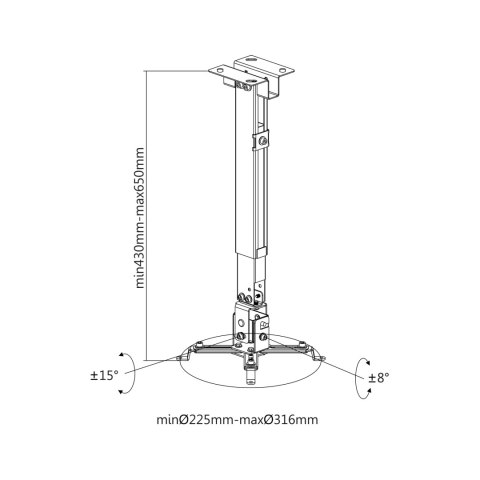 Uchwyt do projektora Cabletech UCH0101-1, ścienny i sufitowy, do 20 kg