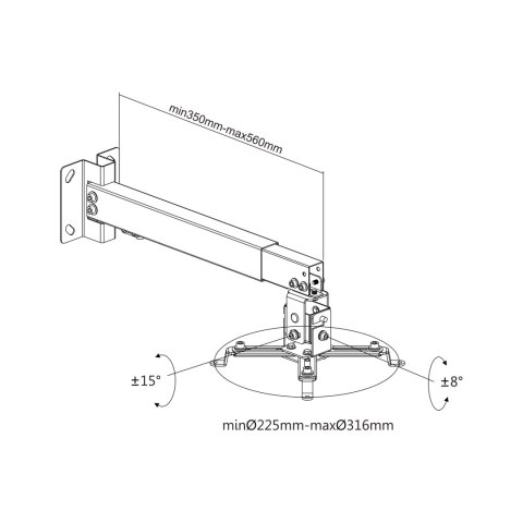 Uchwyt do projektora Cabletech UCH0101-1, ścienny i sufitowy, do 20 kg