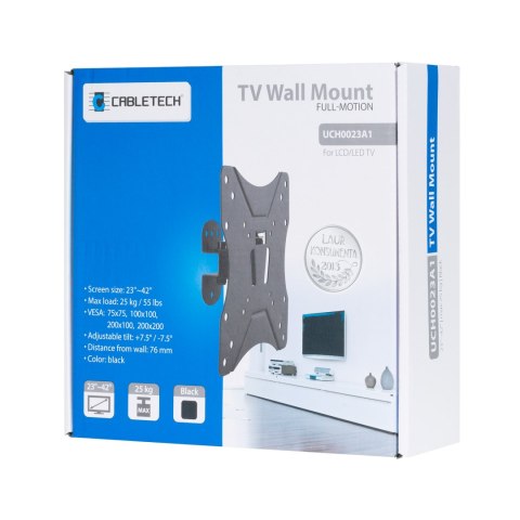 Uchwyt ścienny do TV Cabletech UCH0023A1, 23-42 cali, ruchomy, 25 kg