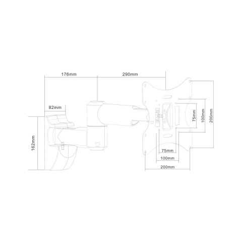 Uchwyt ścienny do TV Cabletech UCH0043A, 13-42 cali, ruchomy, 30 kg