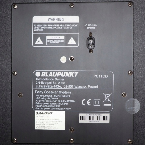 Aktywny Głośnik Bluetooth Blaupunkt PS11DB 1200W z Karaoke i LED
