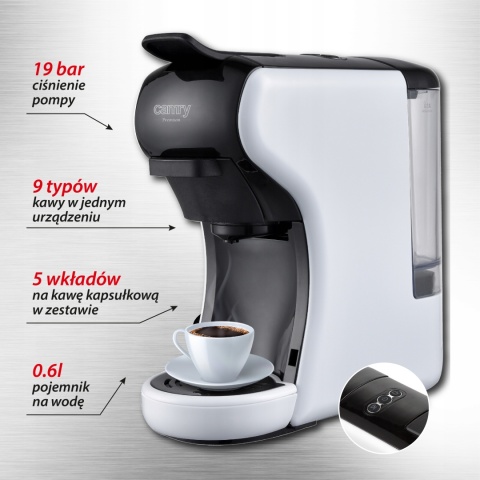 Ekspres Kapsułkowy Camry CR 4414 19 Bar do Nespresso i Dolce Gusto