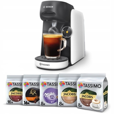 Ekspres do kawy Bosch Tassimo Finesse + 56 kapsułek TASSIMO - biały