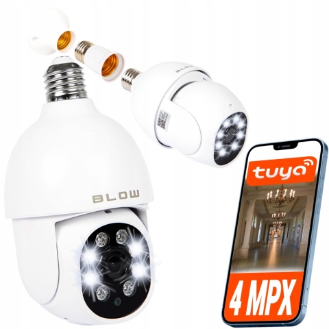 Obrotowa Kamera Wewnętrzna Wifi 4Mp Wqhd Z Audio I Gwintem E27 Smart Tuya