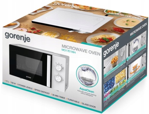 Kuchenka Mikrofalowa Gorenje 17L 700W Aquaclean 5 Poziomów, Talerz 25.5Cm