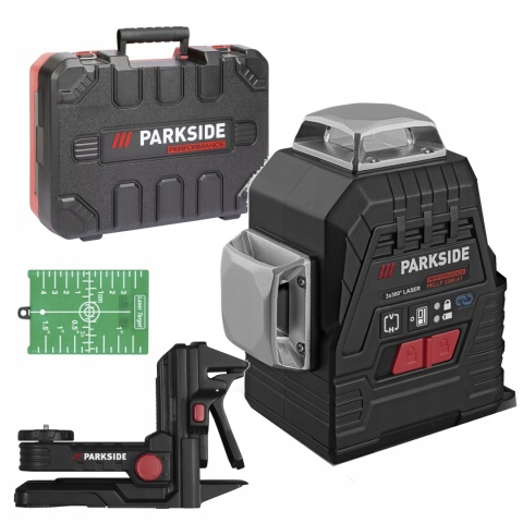 Laser Krzyżowy Akumulatorowy 360 Parkside Performance Z Walizką I Magnesami