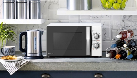 Mikrofalówka Biała Toshiba 20L 700W Mechaniczna, 5 Poziomów Mocy, Timer Led