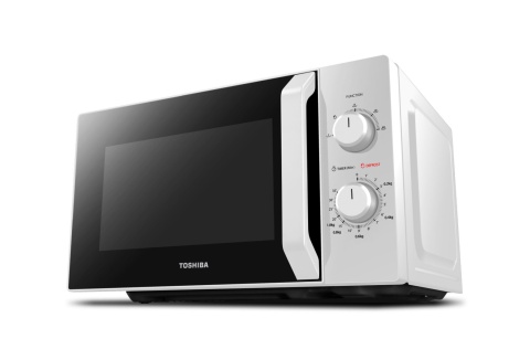 Mikrofalówka Biała Toshiba 20L 700W Mechaniczna, 5 Poziomów Mocy, Timer Led