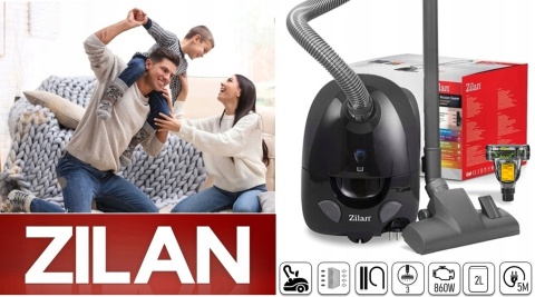 ODKURZACZ WORKOWY ZILAN ZLN8471 MEGA MOC TURBOSZCZOTKA FILTR PODWÓJNY