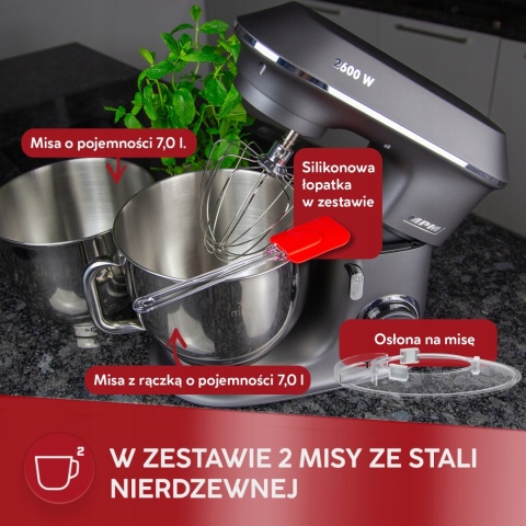 Robot Planetarny MPM MRK-20 2600W z 2 miskami i 6-stopniową regulacją