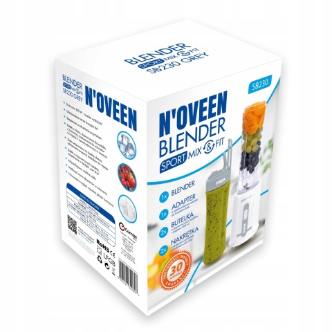 Blender Sport Mix & Fit N'Oveen Sb230 300W 2 Butelki 600Ml Ostrza Inox