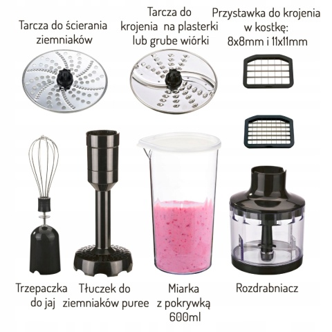 Blender Ręczny Camry CR4623 1600W z Trzepaczką i Akcesoriami TURBO