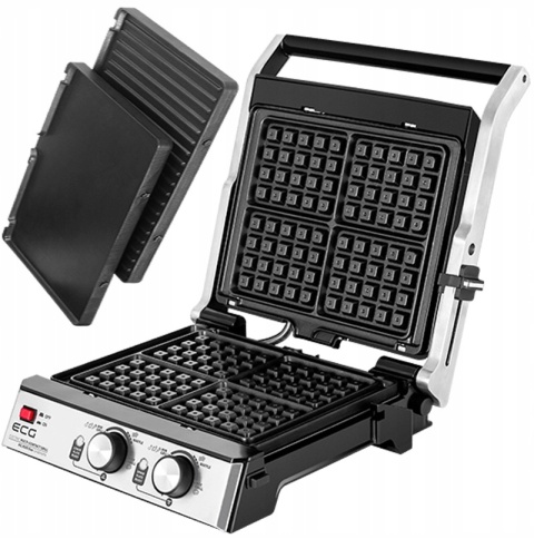Grill elektryczny ECG KG 2033 3w1: gofry, panini, BBQ, 2000W
