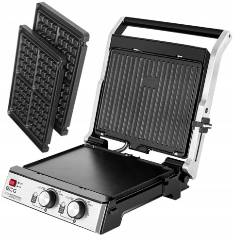 Grill elektryczny ECG KG 2033 3w1: gofry, panini, BBQ, 2000W