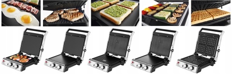 Grill elektryczny ECG KG 2033 3w1: gofry, panini, BBQ, 2000W