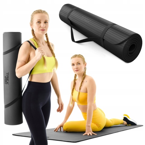 Duża Mata Treningowa 190X80 Cm Antypoślizgowa Pianka Nbr 1Cm Z Paskiem