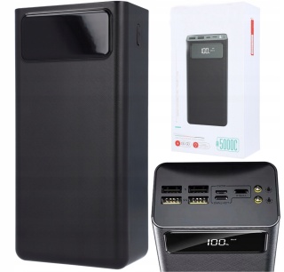 Powerbank 50000mAh z 4 portami USB-C, mikro USB i Lightning, LED